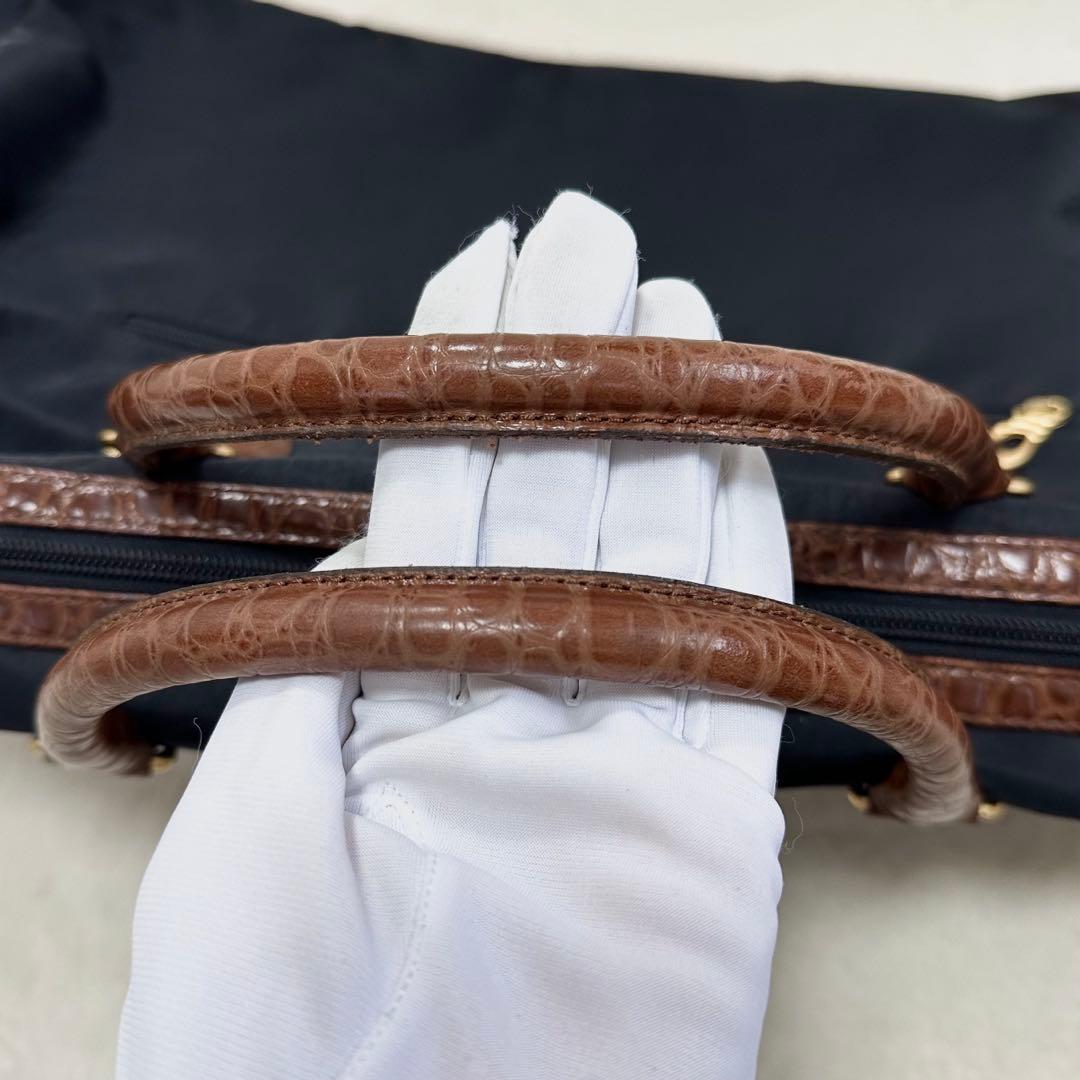 美品◎BALENCIAGA バレンシアガ BB ボストンバッグ クロコ型押し