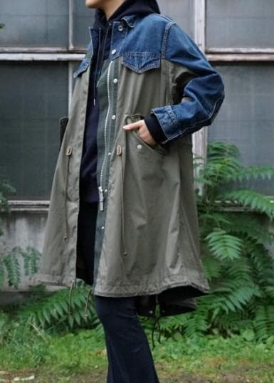 sacai サカイ　デニム　ドッキング　モッズコート　ニットMA1