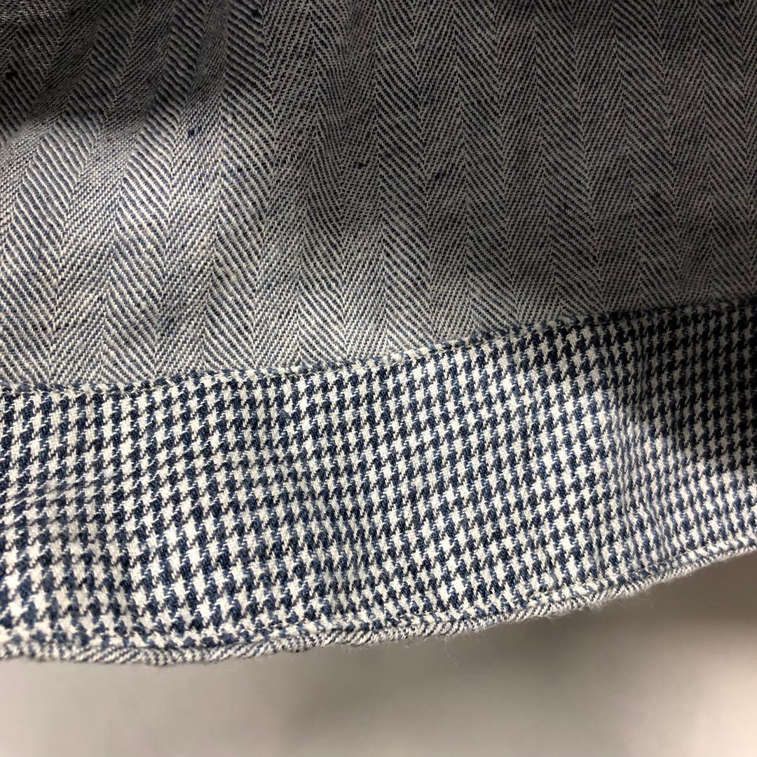 定価¥57,200 45Rリネンスキッパーシャツ ヘリンボーンツイード切り替え