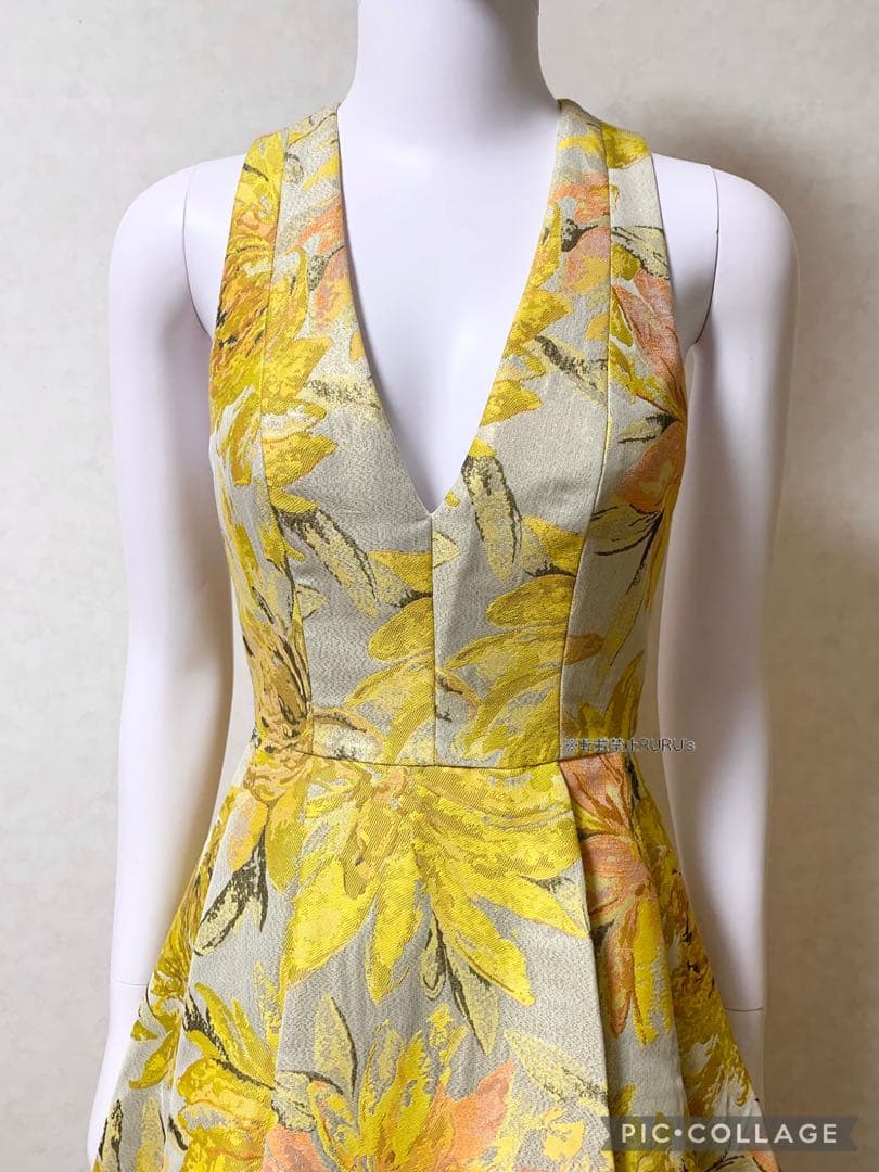 新品alice+olivia フローラルジャカード×ボックスプリーツ ワンピース