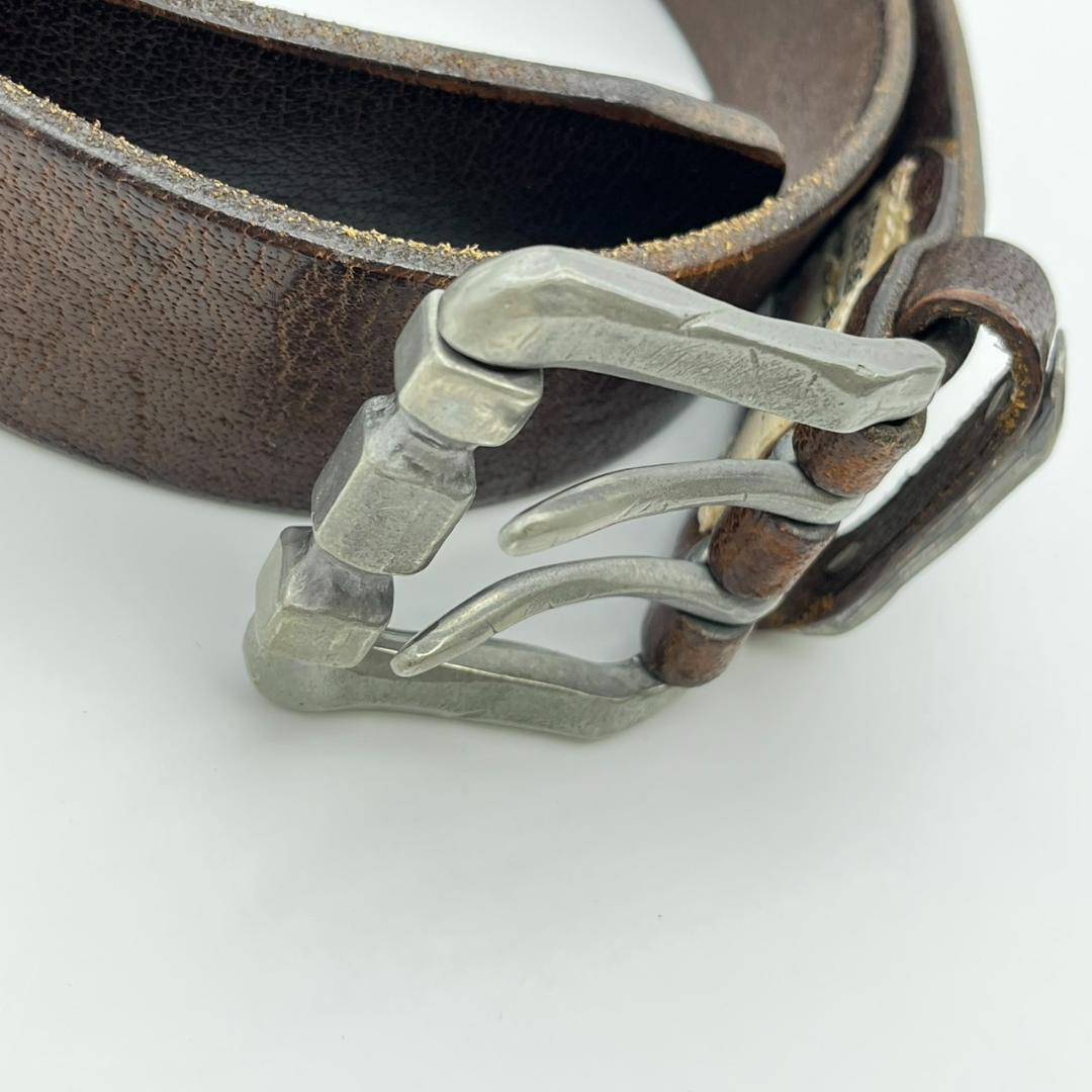 ヴィンテージワークス ベルト シルバーバックル ブラウン 茶 本革 レザー