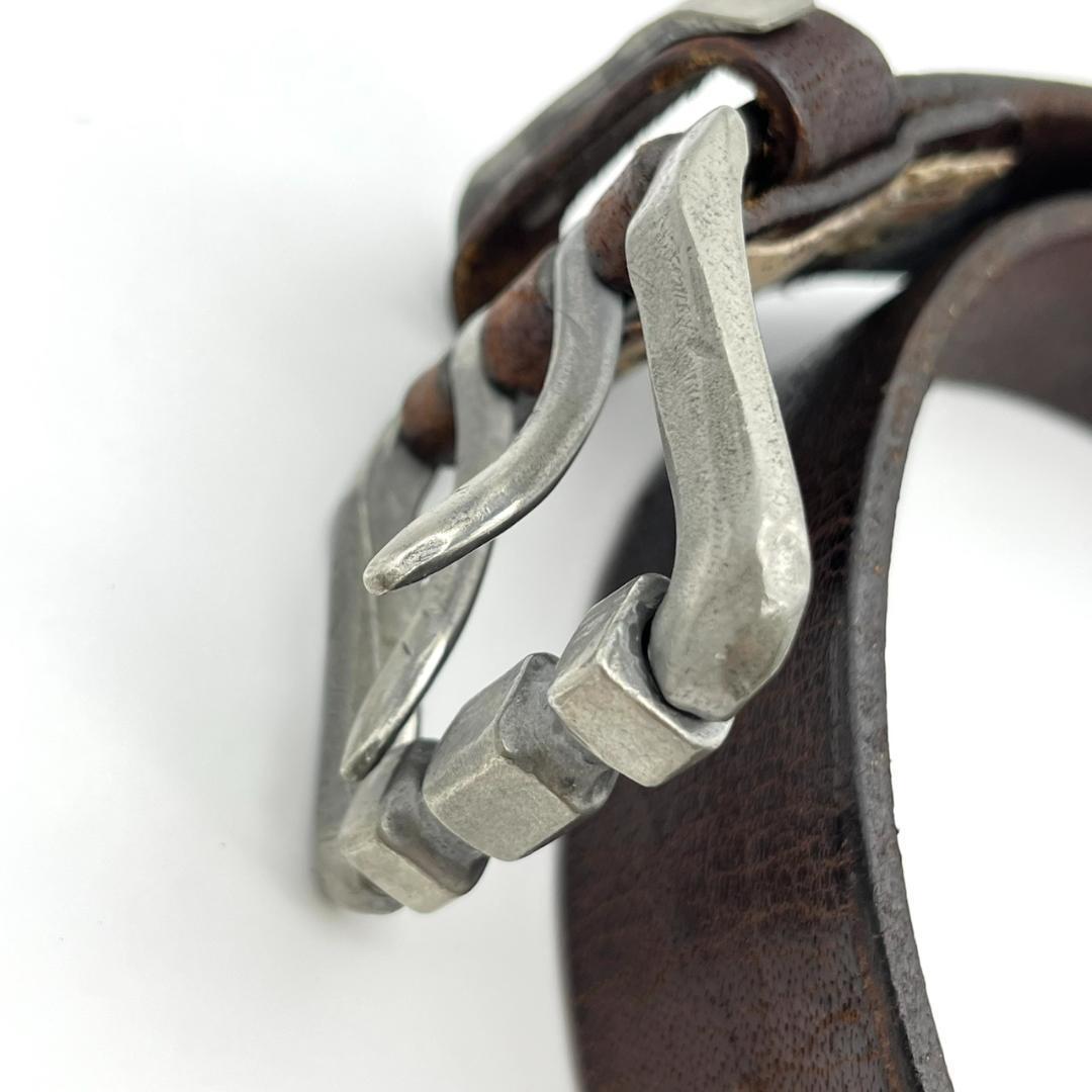 ヴィンテージワークス ベルト シルバーバックル ブラウン 茶 本革 レザー