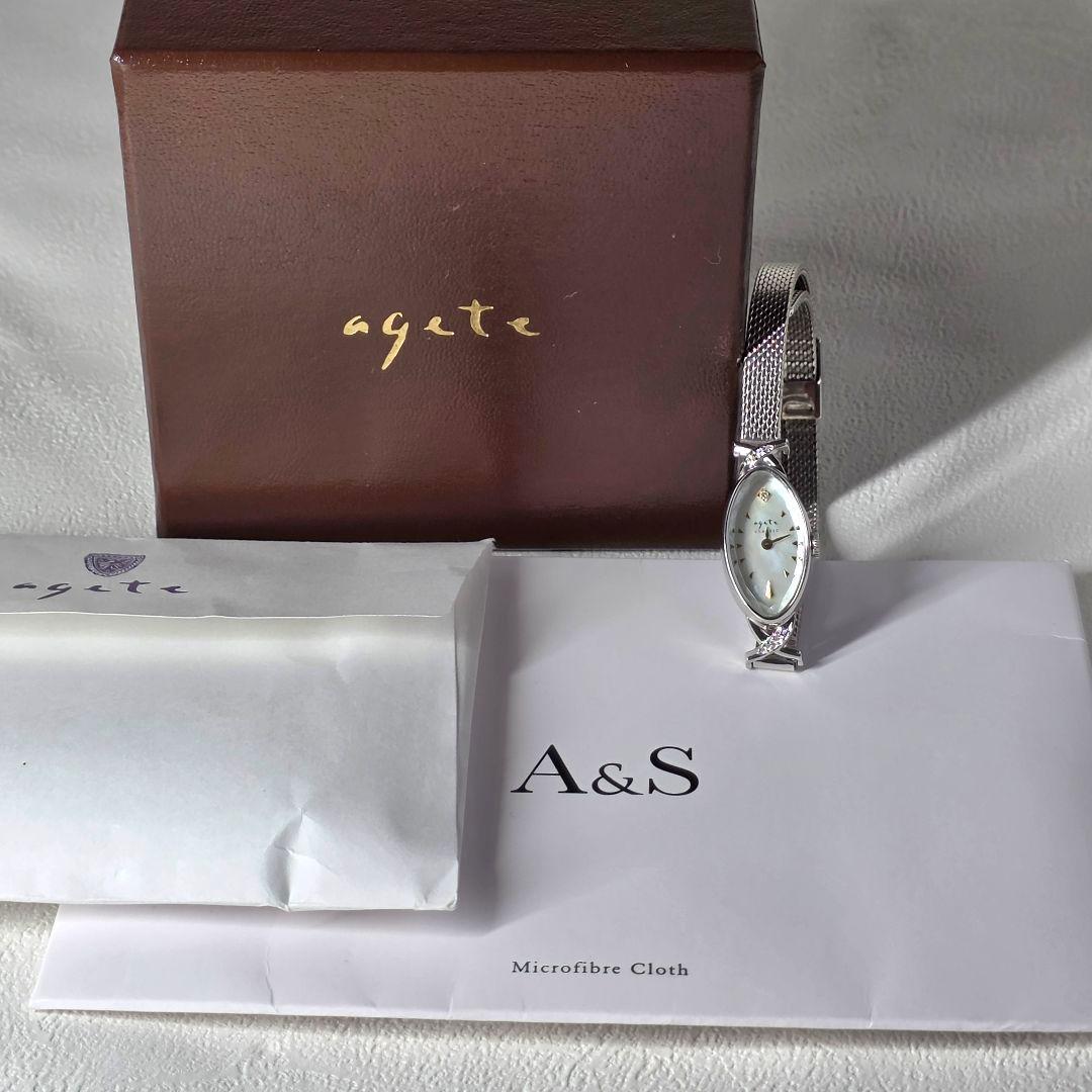 アガット agete オーバルフェイスジュエリーウォッチ 腕時計 K10 稼働品