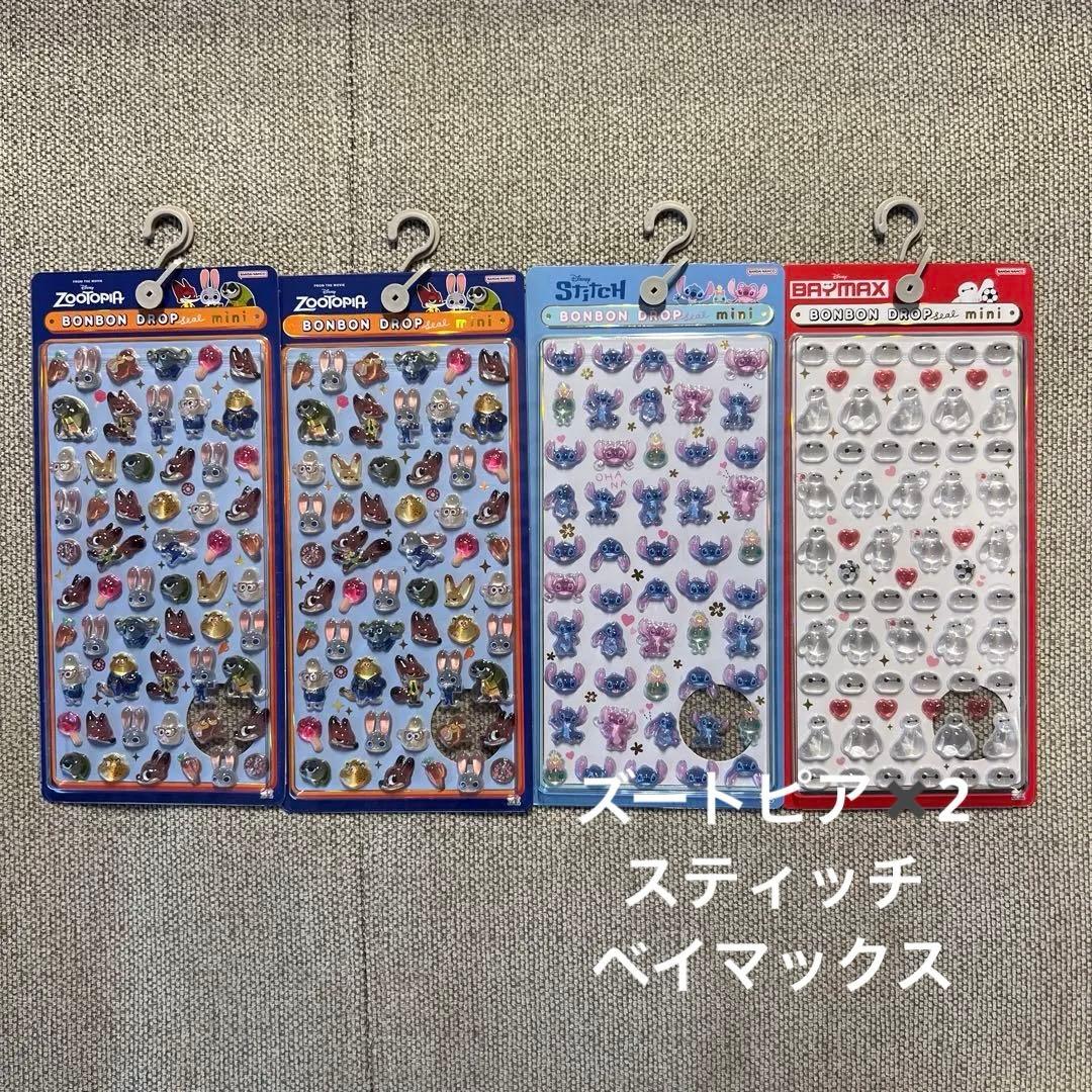 【正規品】ズートピア　スティッチ ベイマックス　ドロップシール　ミニ