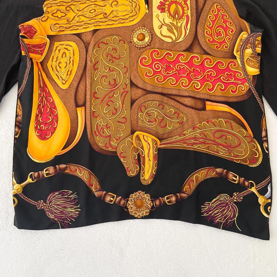 美品　HERMES Festival柄　スカーフ　馬具　シルク　ニット　カシミヤ