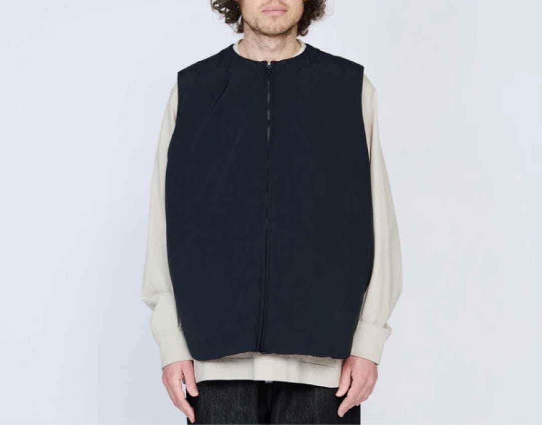 【美品】UNTRACE アントレース ジッパーベスト 2 ダークネイビー L