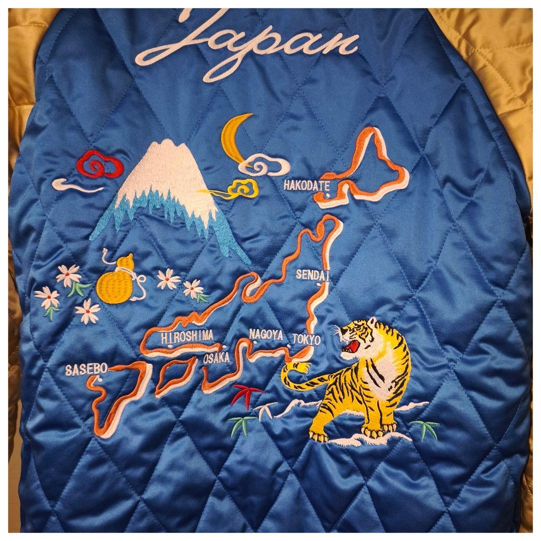 BILLVANビルバン別珍スカジャン虎刺繍 XL相当ネイビー ストリート古着