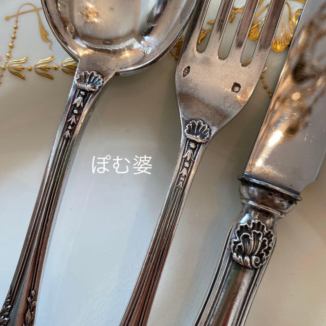 【ピュイフォルカ】純銀 スターリング／ディナー用３本セット ５組／ポンパドール