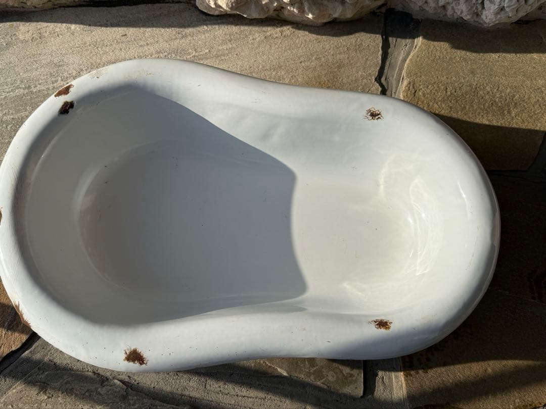 値下げ　フランスアンティーク　ホーローベビーバス　レア