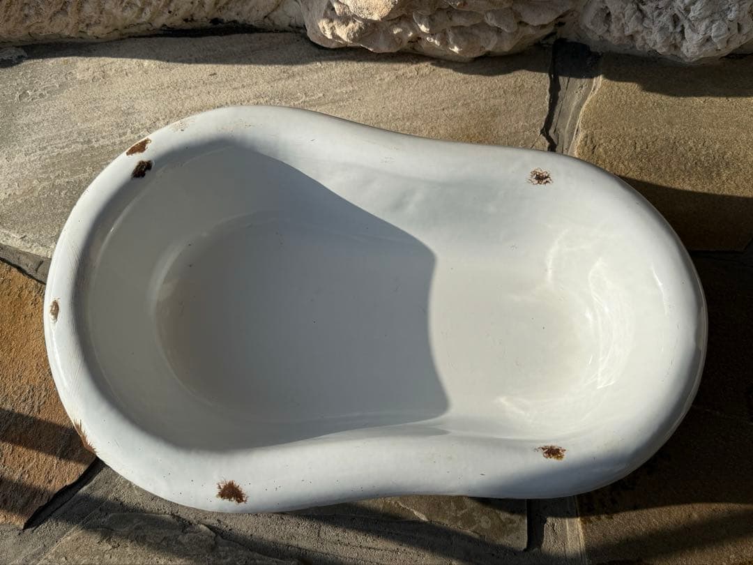 値下げ　フランスアンティーク　ホーローベビーバス　レア