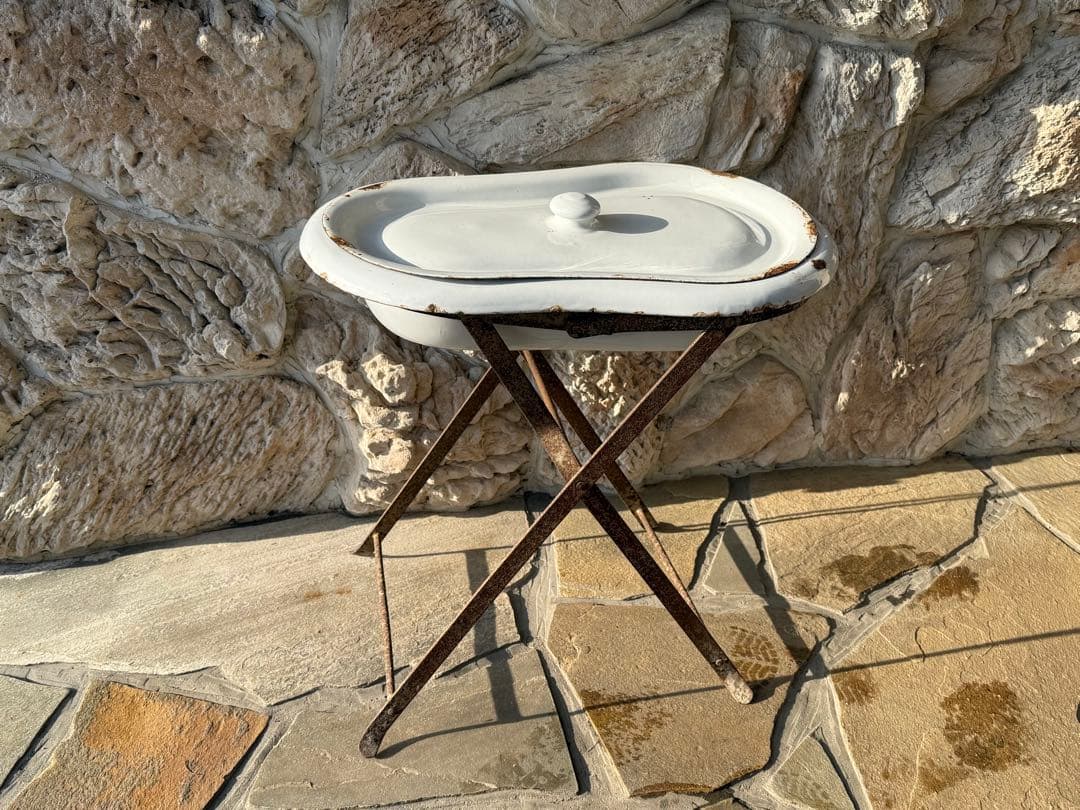 値下げ　フランスアンティーク　ホーローベビーバス　レア