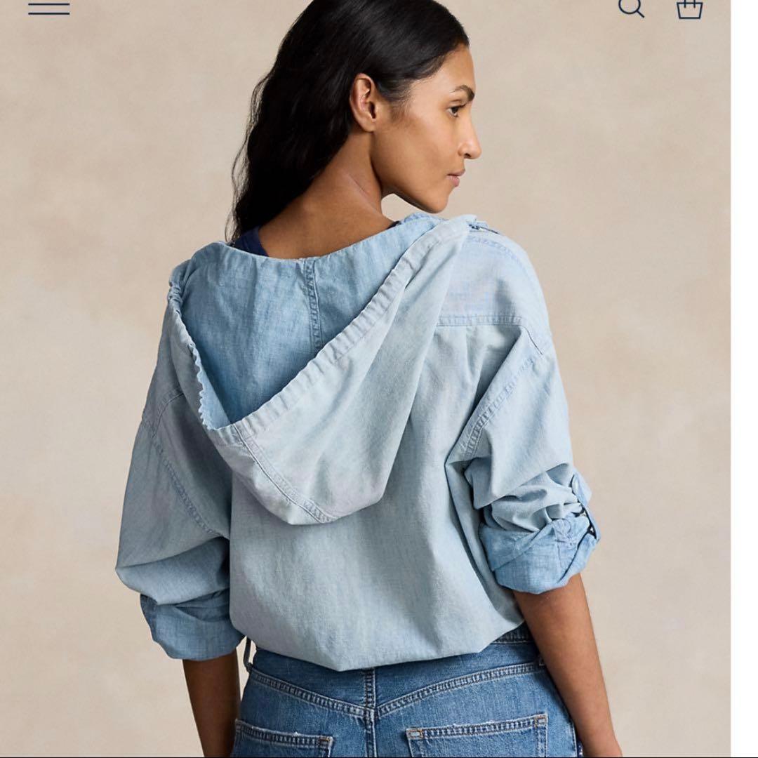 ポロラルフローレン ドローストリングシャンブレー フーデッドシャツ 2WAY