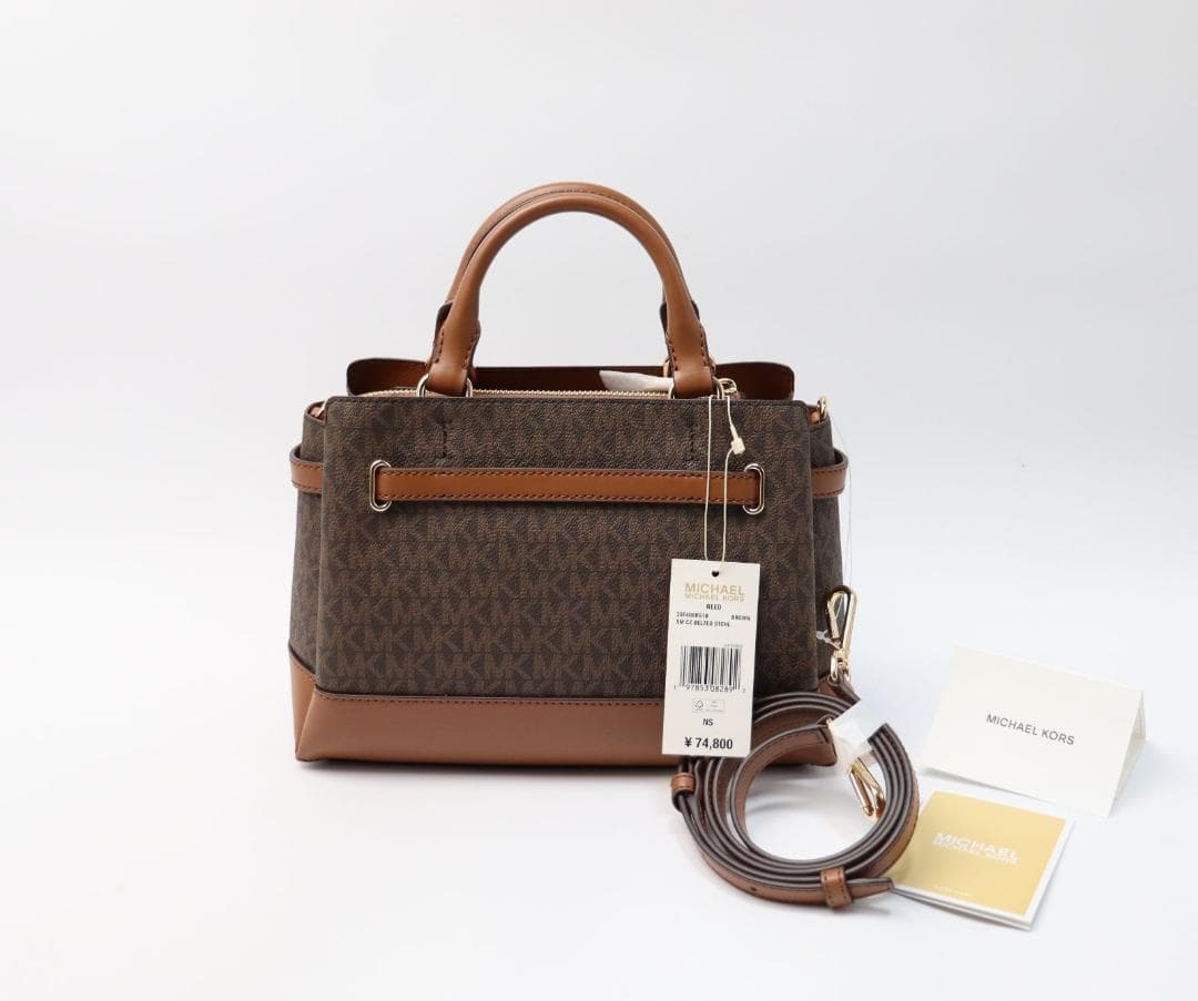 新品 マイケルコース REED ベルテッドバッグ - MKシグネチャー ブラウン