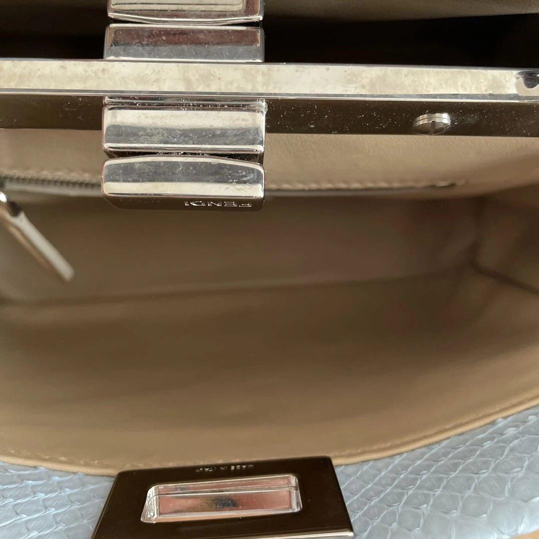 美品　Fendi 花柄刺繍 ハンドバッグ 水色