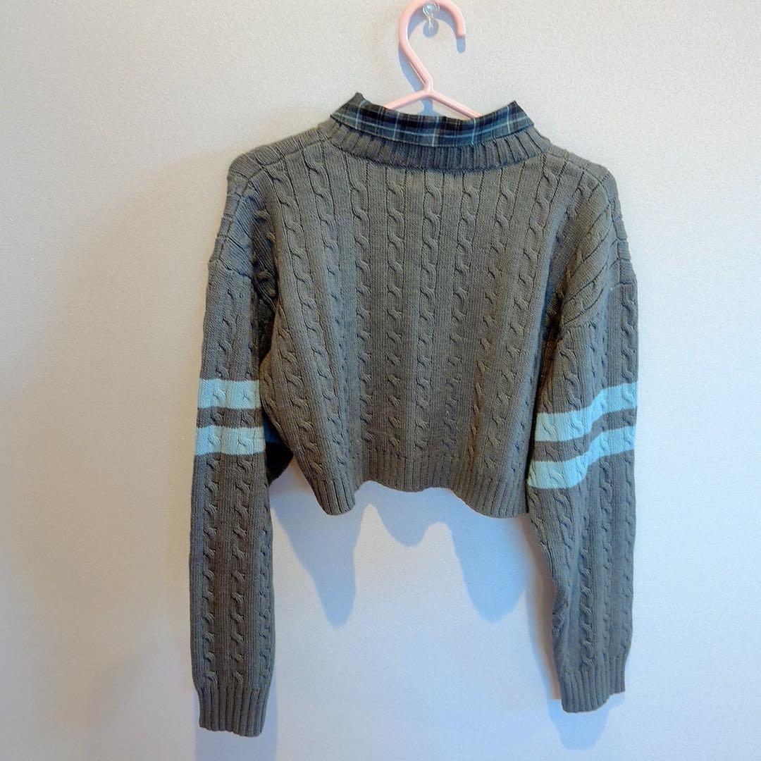 Darich カレッジワッペンショートニットトップス