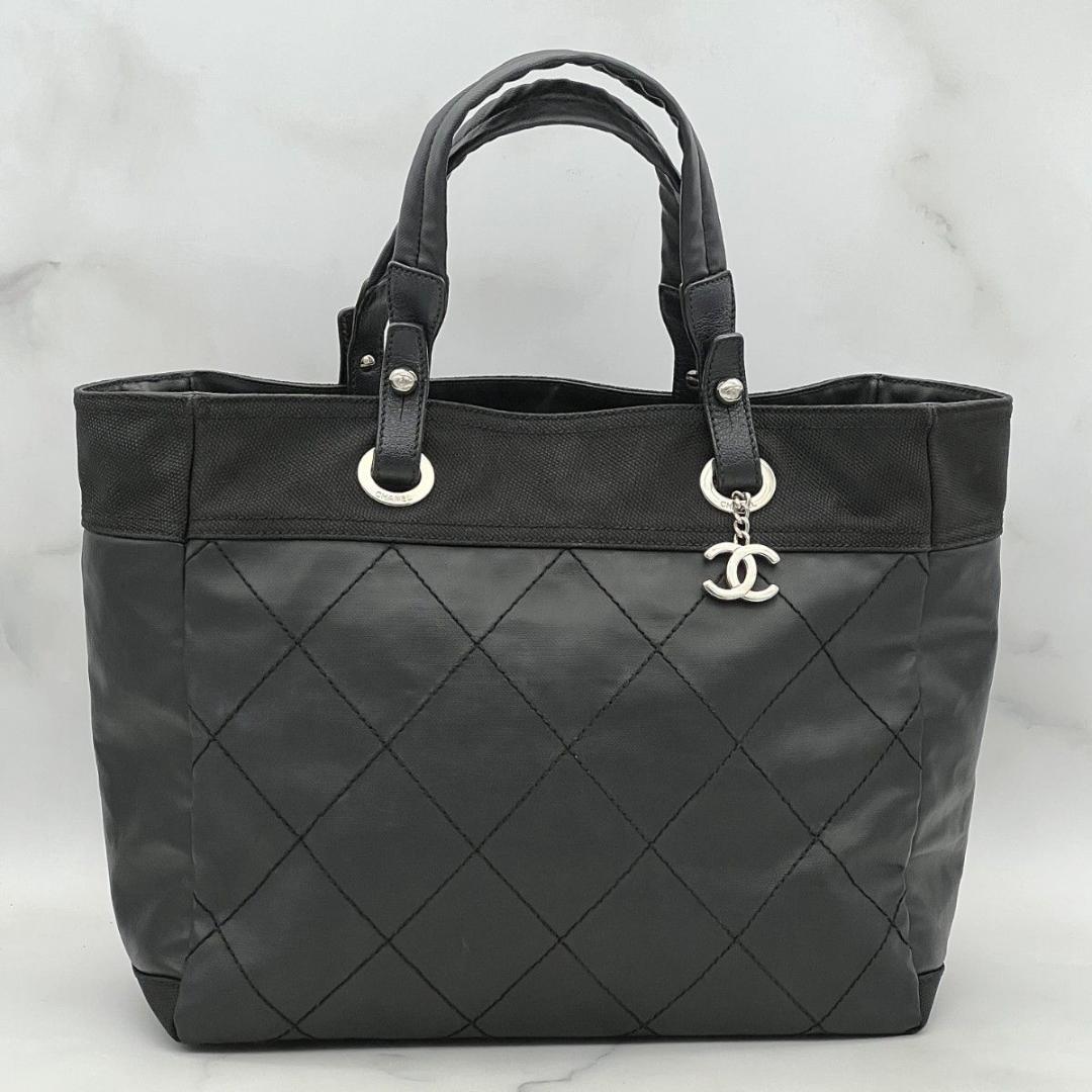 シャネル パリビアリッツ MM ブラック トート A4可 肩掛け ココチャーム