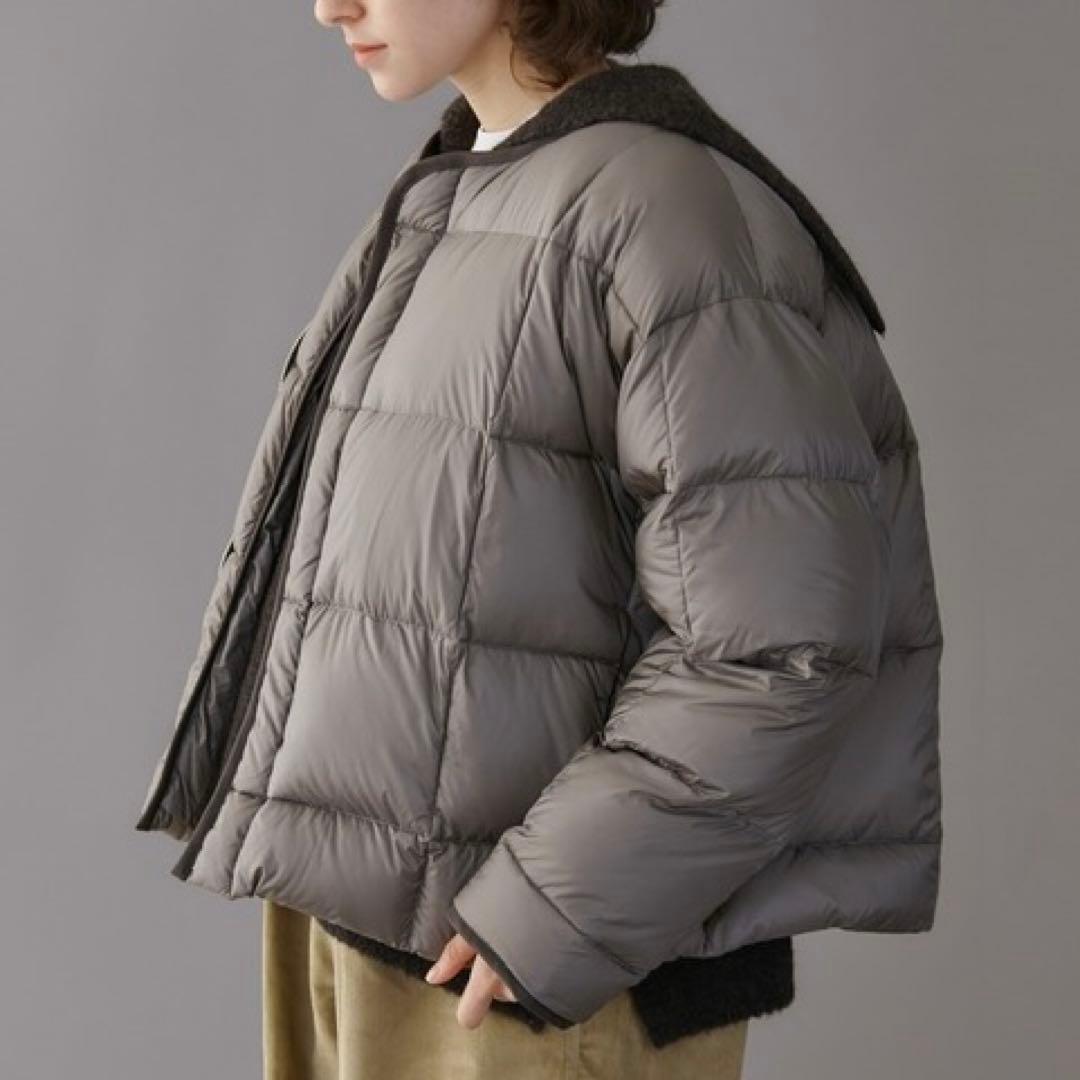 愛 Orcival ライトキルト ダウン ノーカラー ブルゾン ミリタリー