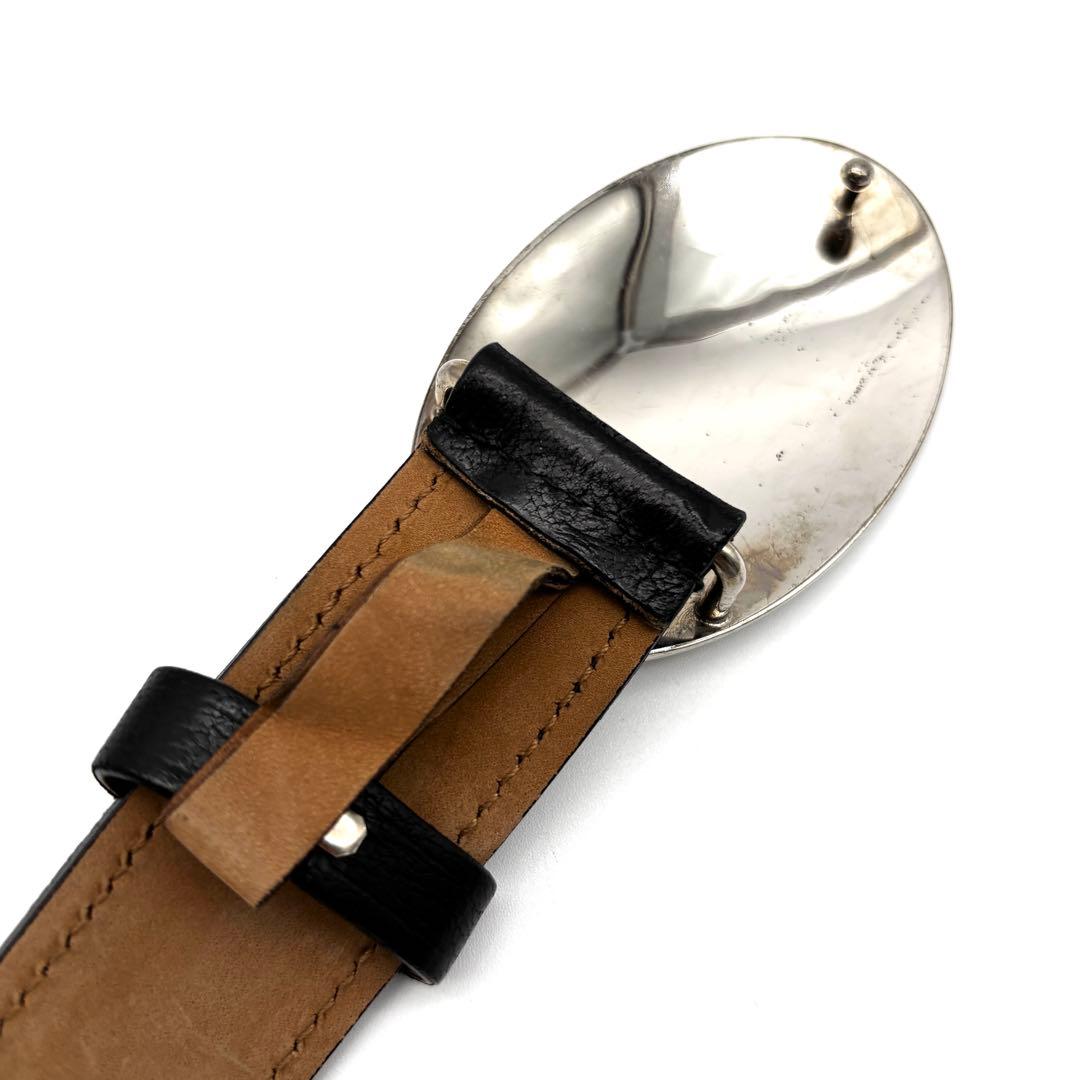 美品・正規品 PRADA プラダ ベルト ロゴバックル レザー メンズ ブラック