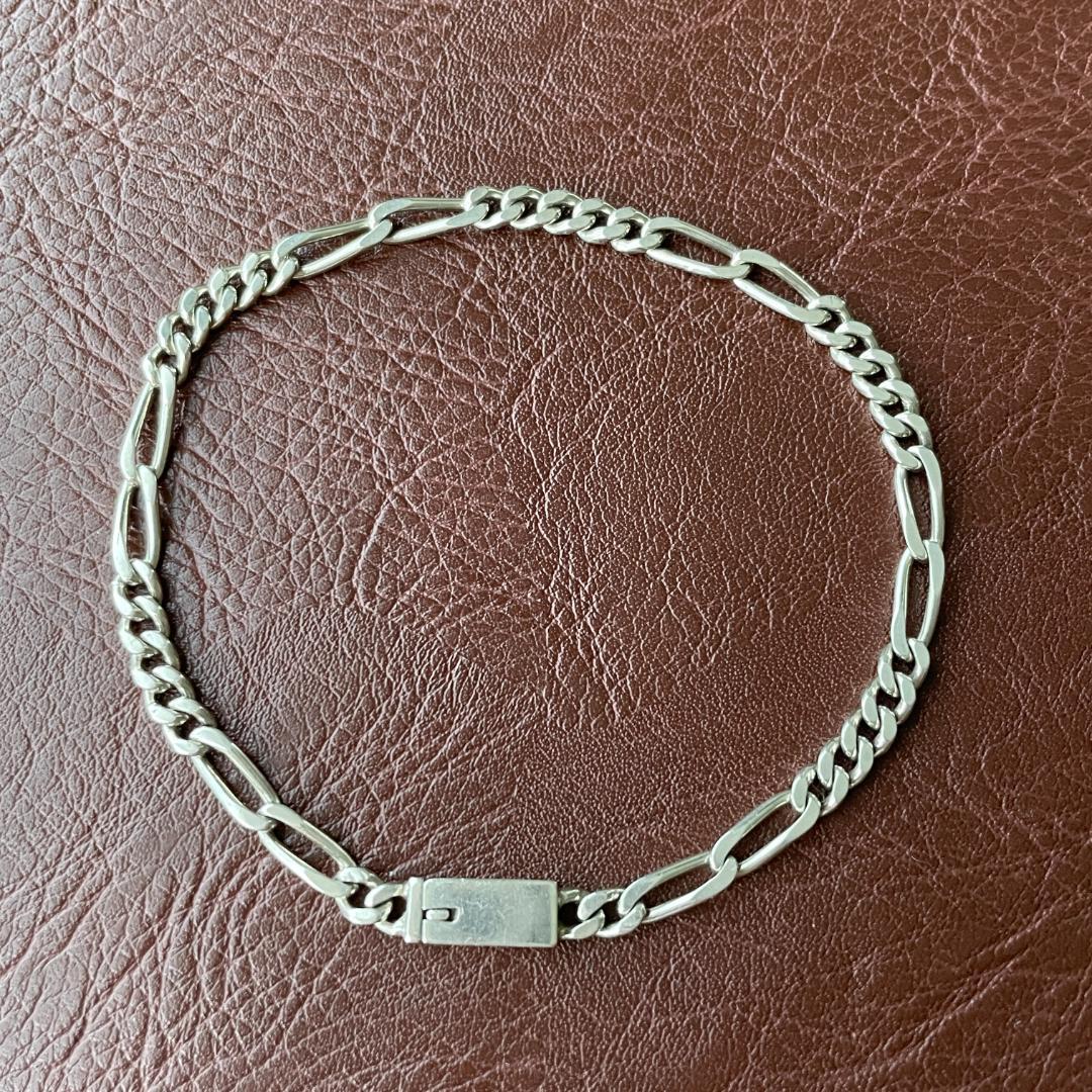 ビンテージシルバー925 ブレスレット MEXICO製 フィガロチェーン メンズ