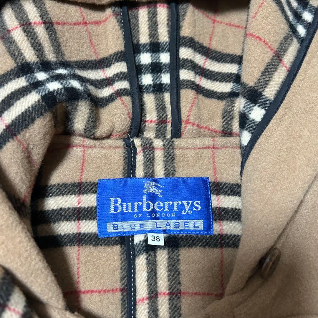 バーバリーズブルーレーベル ウール　ダッフルコート ノバチェック キャメル　38