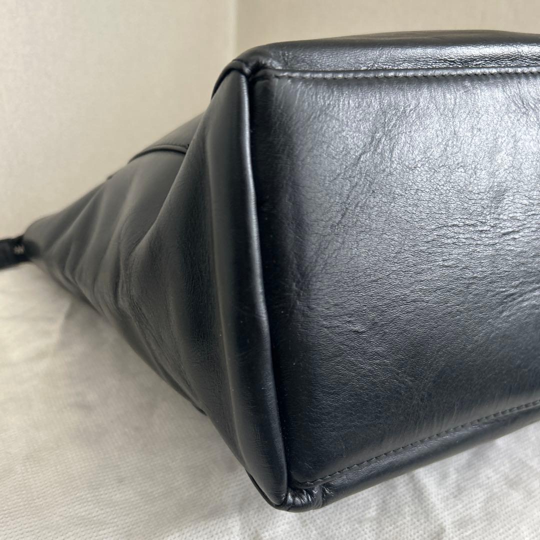 美品 A4収納 グリーンレーベルリラクシング レザー トートバッグ 本革 黒