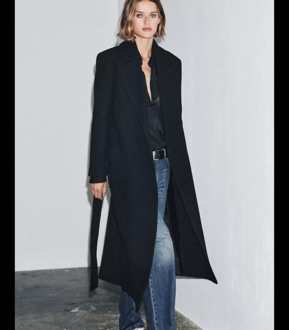 ウールブレンドベルトコート