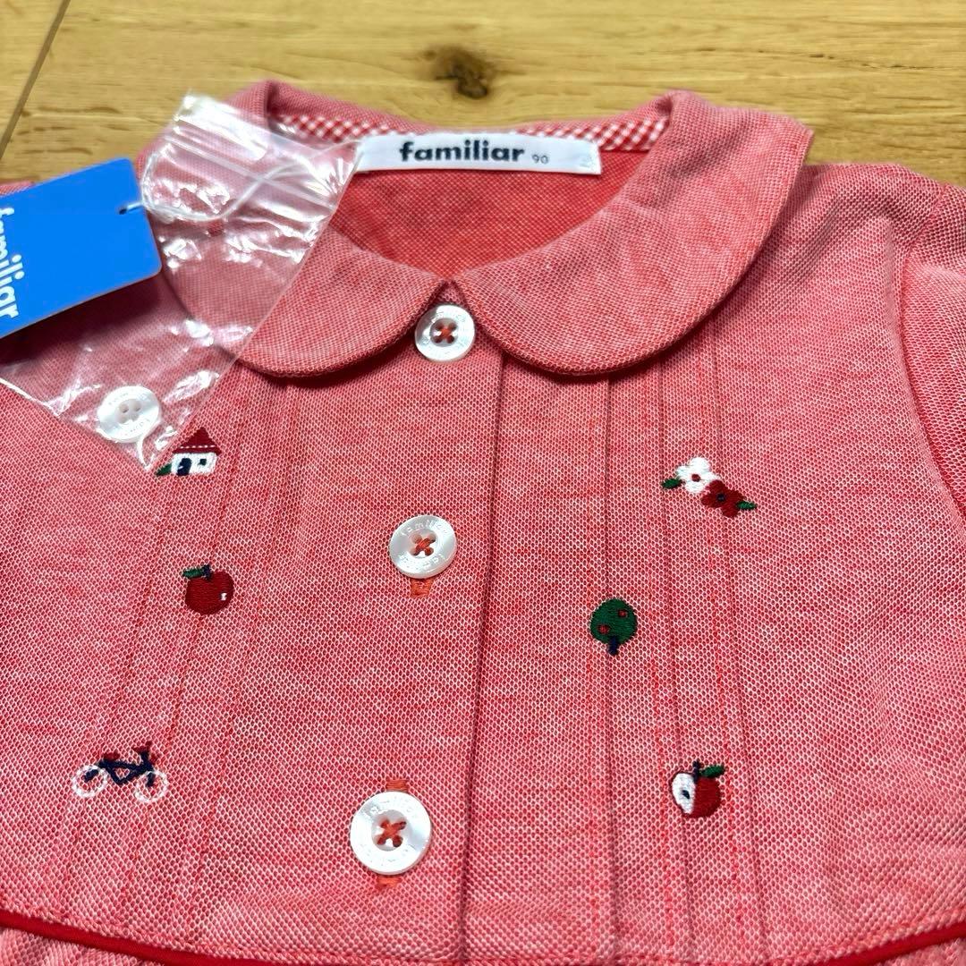 familiarファミリア★かわいい刺繍デザイン丸襟ワンピース★新品未使用★90