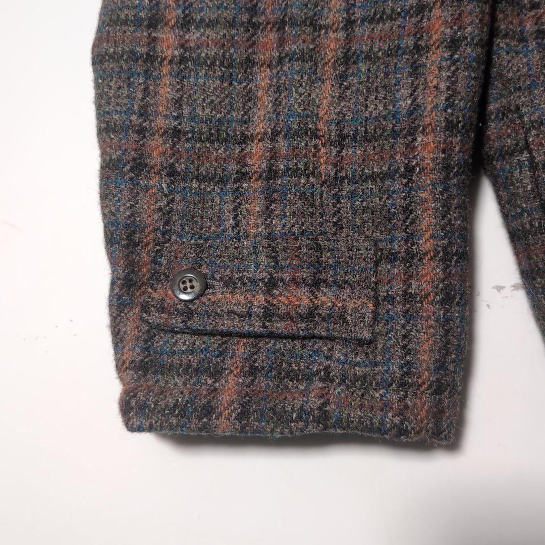 Vanspors Harris Tweed チェック 襟革 中綿 ジャケット