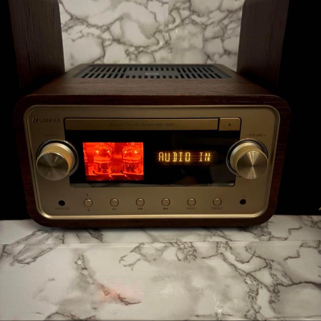 美品　SMC-300BT 真空管ハイブリッドアンプ搭載 ステレオ　木目　ブラウン