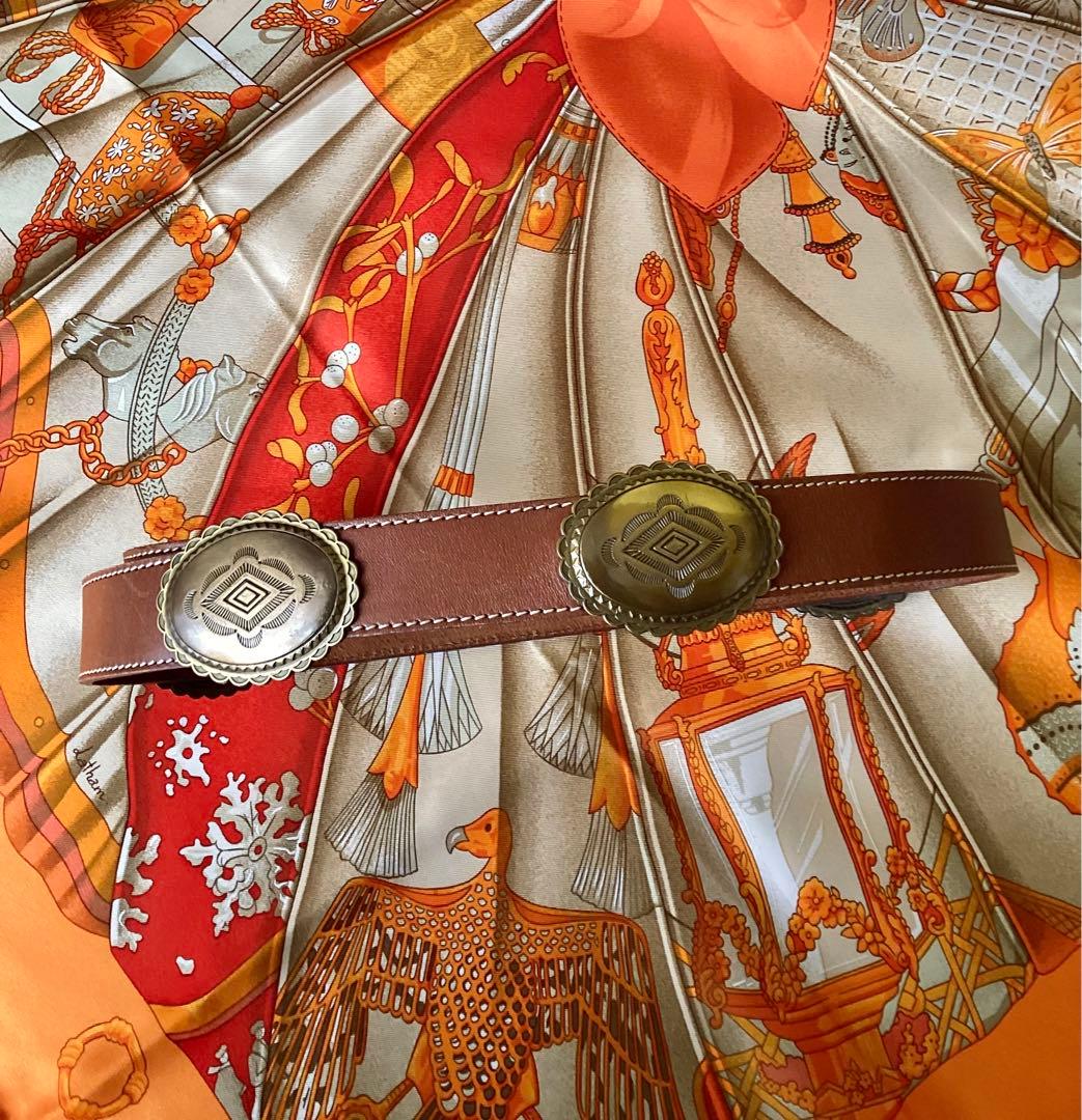 ヴィンテージ コンチョベルト ウエスタン レザーベルト 本革 ネイティブ 個性派