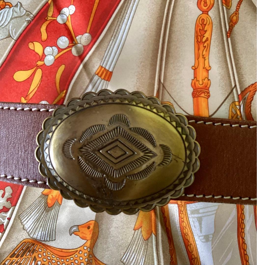 ヴィンテージ コンチョベルト ウエスタン レザーベルト 本革 ネイティブ 個性派