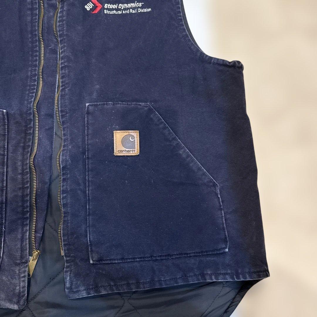 ガチャ様Carhartt カーハート　ダックベスト　企業ロゴ　USA製　XL