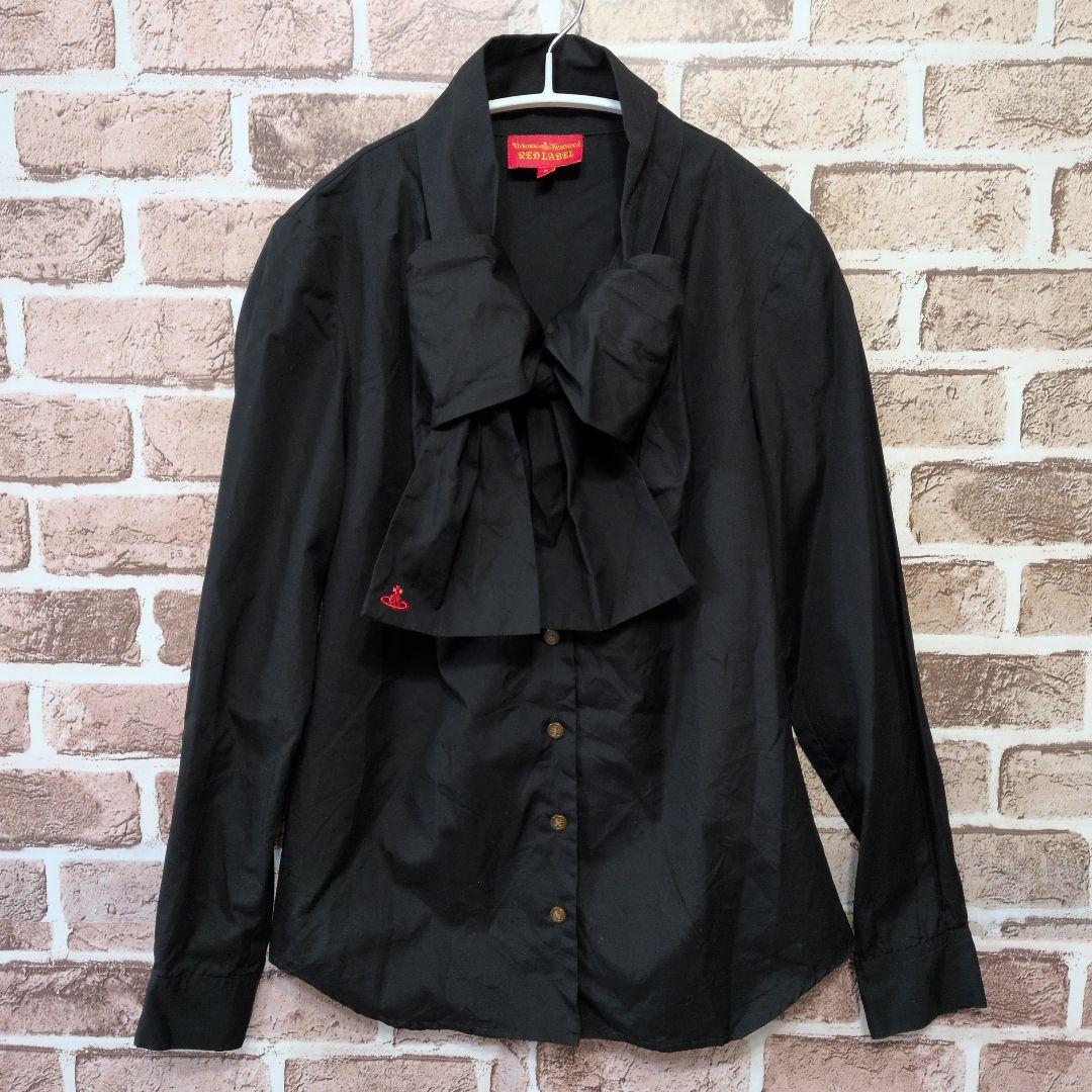 Vivienne Westwood　ボウタイ　リボン　長袖シャツ　オーヴ刺繍　黒