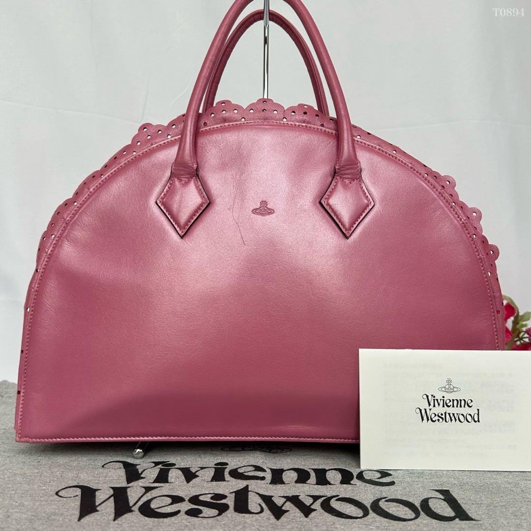【美品】ヴィヴィアンウエストウッド トートバッグ フリル レザー オーブ ピンク