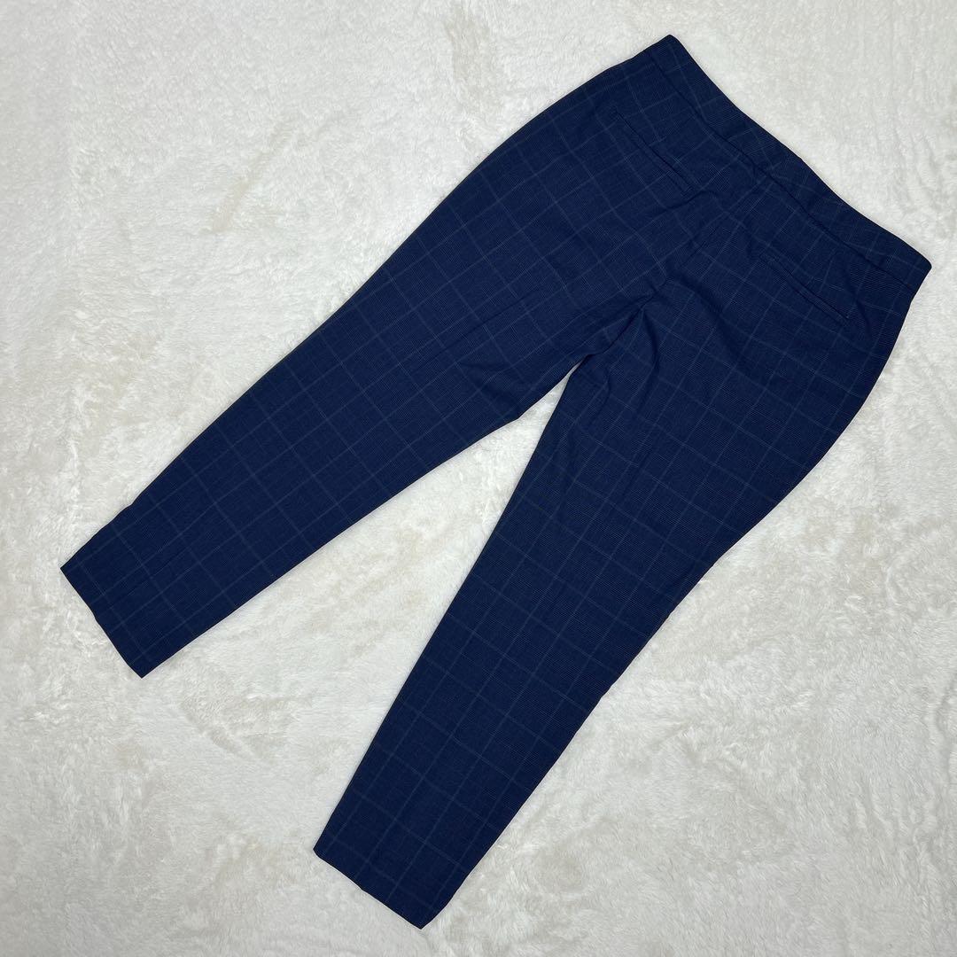 美品✨ZARA ザラ　ノーカラーパンツスーツ　ネイビー チェック 40 洗える