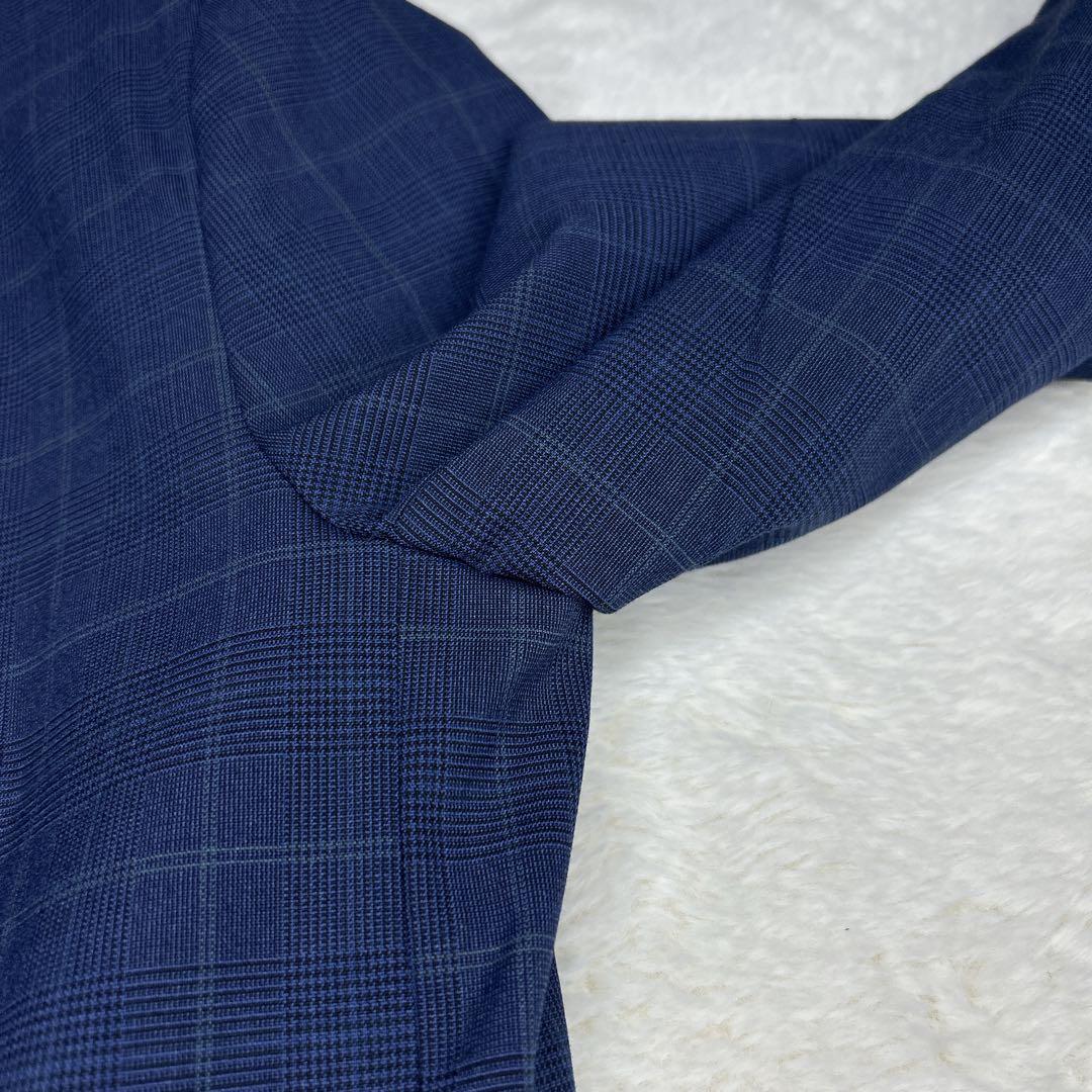 美品✨ZARA ザラ　ノーカラーパンツスーツ　ネイビー チェック 40 洗える