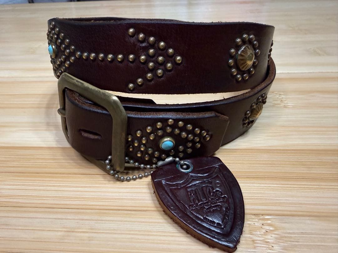 ⭐️美品⭐️HTC⭐️ネイティブ⭐️ブラススタッズ⭐️ダークブラウンレザー⭐️34インチ