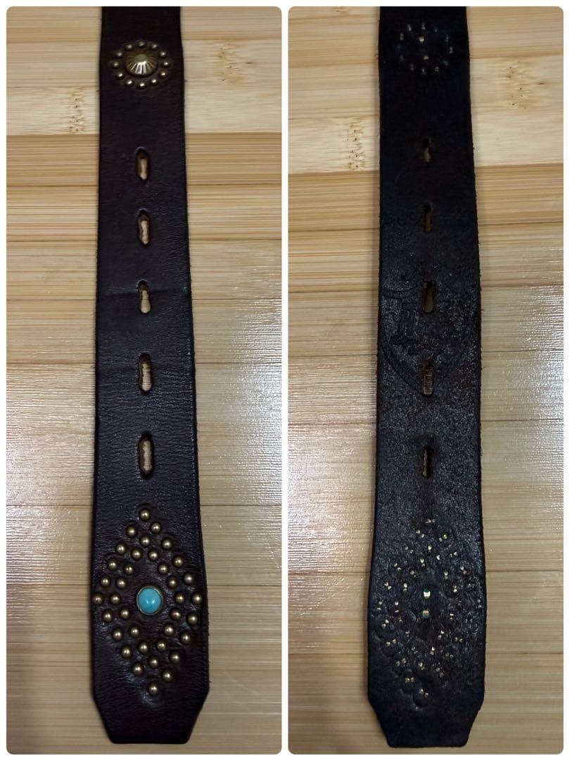 ⭐️美品⭐️HTC⭐️ネイティブ⭐️ブラススタッズ⭐️ダークブラウンレザー⭐️34インチ