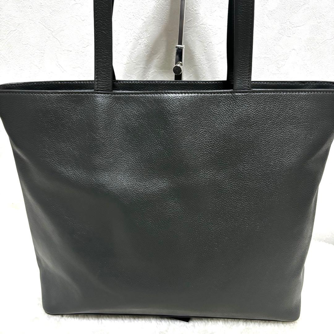 【未使用級】ビジネスレザーファクトリー トートバッグ グレー レザー シボ革