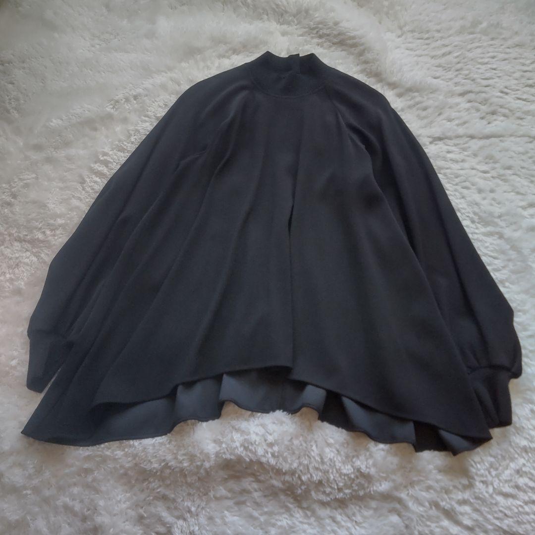 エンフォルド ダブルクロスハイネックブラウス 38 黒