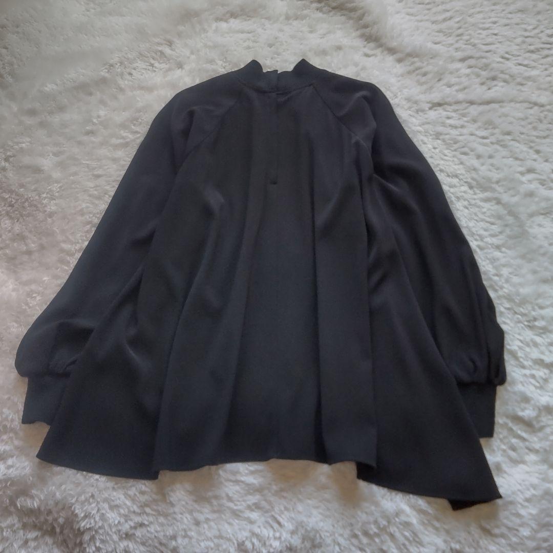 エンフォルド ダブルクロスハイネックブラウス 38 黒