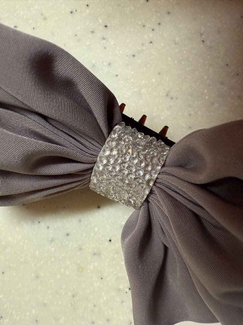 Complex Biz シフォンリボンヘアアクセサリー バナナクリップ　グレー