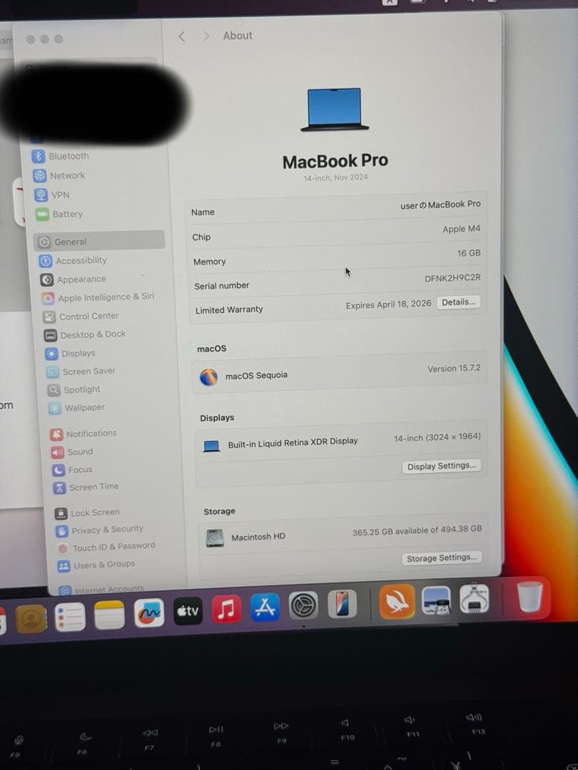 【美品】14インチ Apple Macbook Pro M4