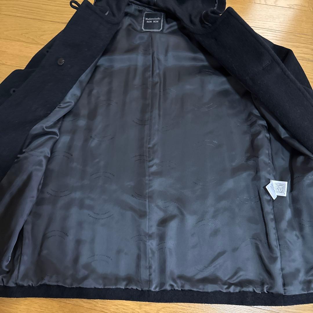マドモアゼルノンノン　柔らかで軽いダッフルコート　ブラック　説明文お読みください