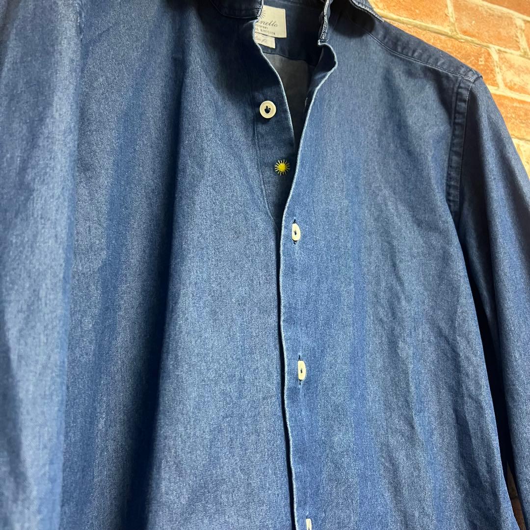 (未使用級)ジャンネット　インディゴシャンブレーシャツ　カッタウェイ　イタリア製