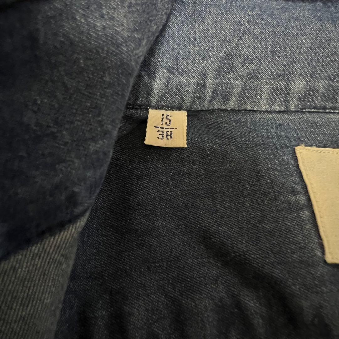 (未使用級)ジャンネット　インディゴシャンブレーシャツ　カッタウェイ　イタリア製