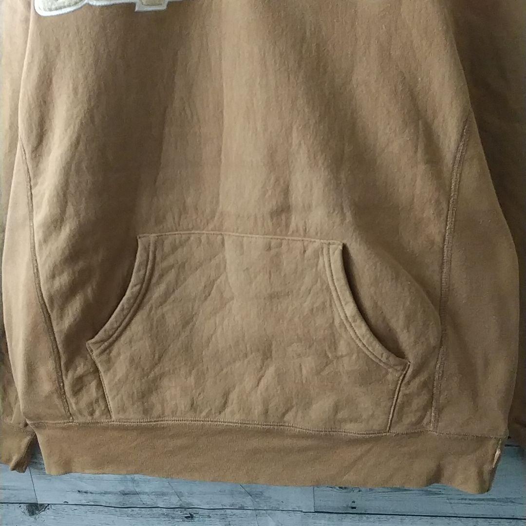 人気☆シュプリーム パイルロゴ センターロゴ パーカー ブラウン×ベージュ