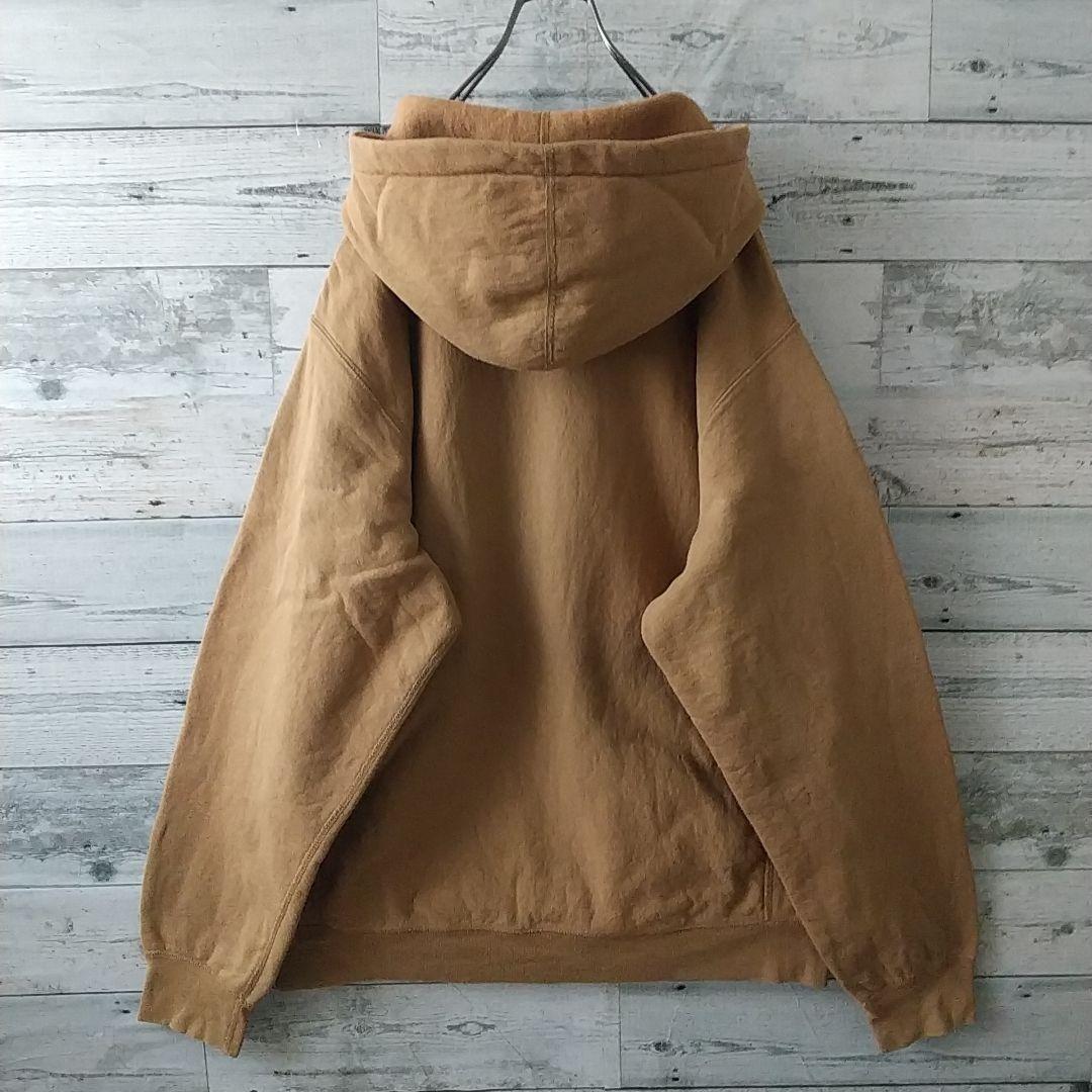 人気☆シュプリーム パイルロゴ センターロゴ パーカー ブラウン×ベージュ