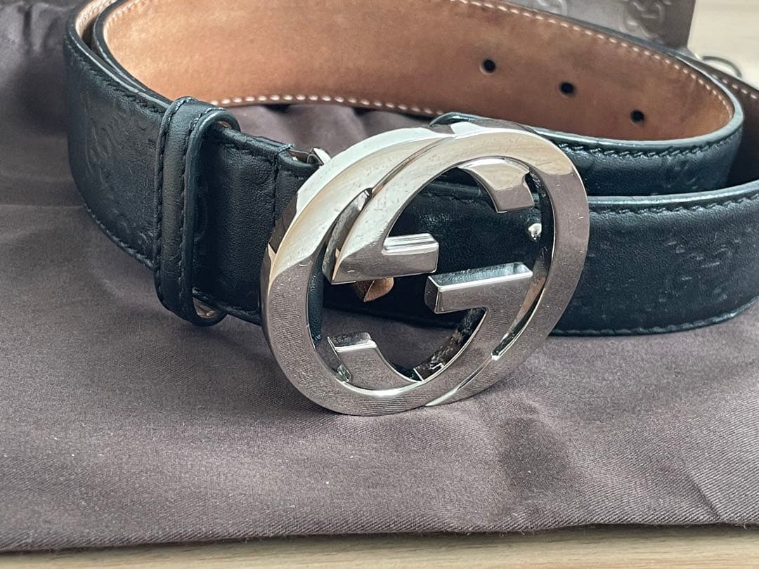 GUCCI ブラック ベルト ダブルGロゴ