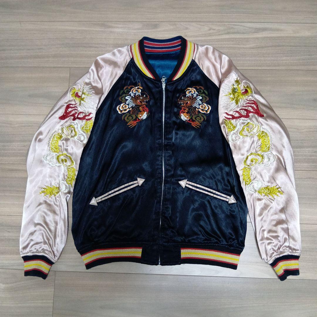 HOUSTON　リバーシブルスカジャン　七福神・虎刺繍　Lサイズ